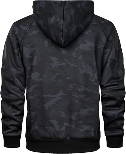 Vista 4 de MANLUODANNI Sudadera con capucha para hombre, casual, de manga larga, con cordón y estampado