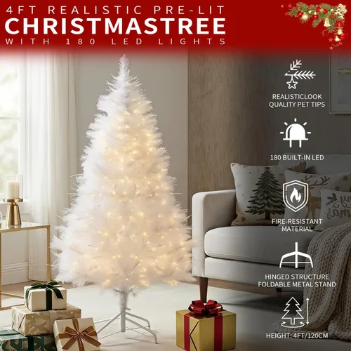 Vista 5 de Árbol de Navidad de 4 pies con luz, árbol de Navidad artificial