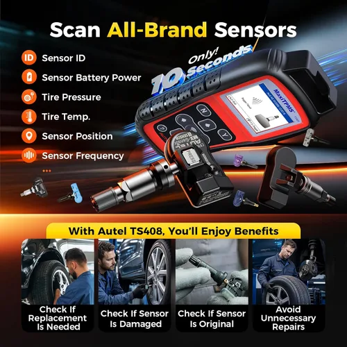 Vista 6 de Autel MaxiTPMS TS408 TPMS Herramienta de reaprendizaje, escáner de programación TPMS 2026 Lite Ver. de TS501 Pro TS508WF TS601, sensores