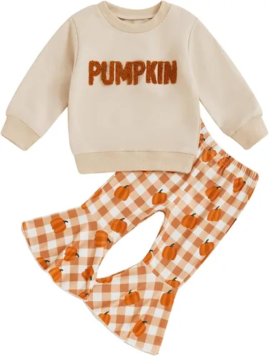 Vista 48 de Traje de Halloween para bebé niña, manga larga, cuello redondo, letras de fantasma, parte superior con estampado de fantasma, parte inferior