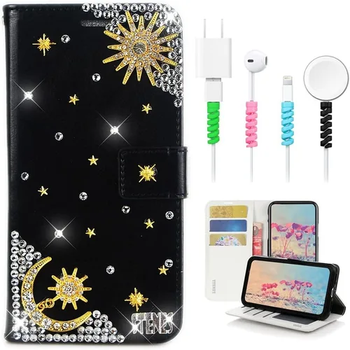 Vista 5 de Bling - Funda para teléfono móvil compatible con Samsung Galaxy S21 Ultra Case - Elegante - 3D hecha a mano libélula, con purpurina magnética