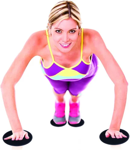 Vista 7 de Discos deslizantes deslizantes de núcleo, deslizadores de ejercicio, paquete de 4 deslizadores dobles para alfombras, suelos duros, Core Fitness