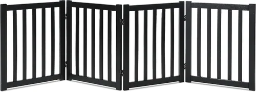 Vista 19 de LZRS Puerta para perros de madera independiente plegable de 2 paneles para interiores – Madera dura sólida de 24" de alto, puerta de seguridad
