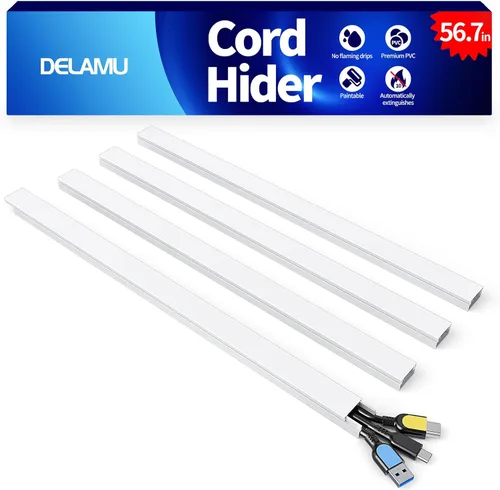 Vista 15 de Delamu Cubiertas de Cable de 157 pulgadas para Cables en la Pared, Ocultador de Cable para 1 Cable, Ocultador de Cable Pintable, Cubiertas