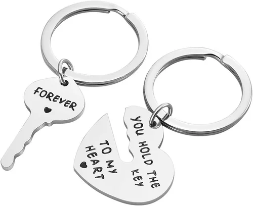 Vista 2 de Regalos para pareja para novio y novia Llavero con texto en inglés You Hold The Key To My Heart para él y ella, regalos de cumpleaños para el día
