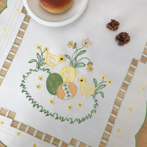 Vista 4 de Mantel bordado para decoración de encaje a prueba de polvo, sin arrugas, lavable, floral, rectangular, para cocina, comedor, vacaciones, cumpleaños