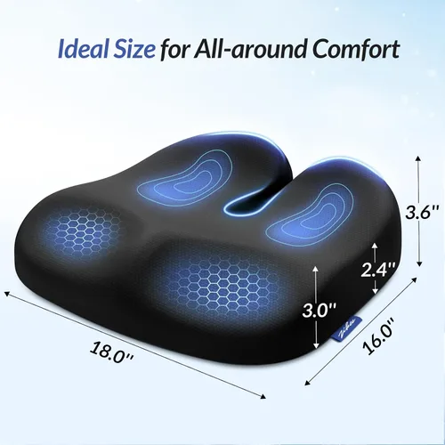Vista 8 de ZIKEE - Cojín de asiento ergonómico con pendiente para muslos para largas sesiones de sentado, cojín de espuma viscoelástica para silla de oficina