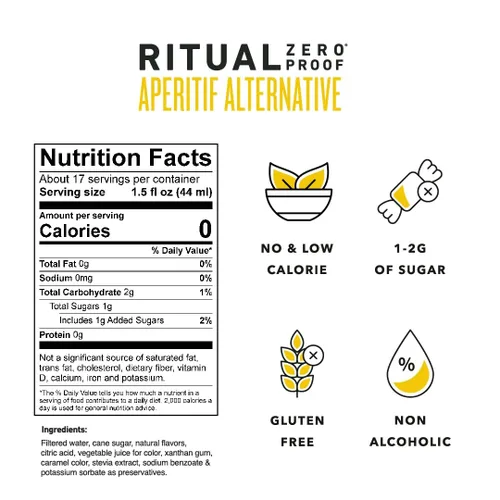 Vista 3 de RITUAL Zero Proof Ron & Aperitif Alternativas Bebidas espirituosas sin alcohol galardonadas 25.4 onzas líquidas cada uno Bajo y sin calorías