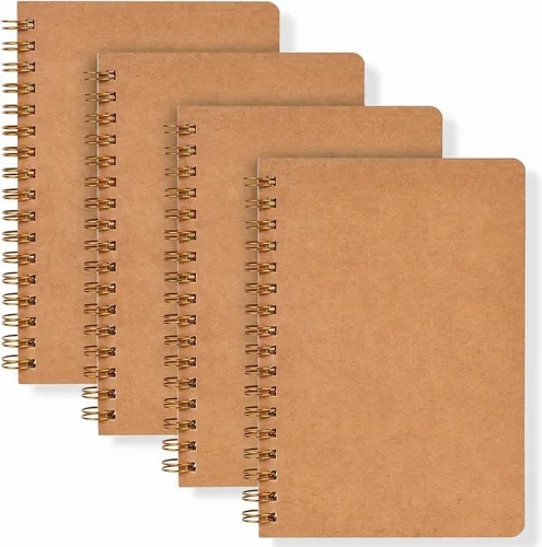 Vista 7 de Koogel 4 cuadernos pequeños en espiral, de 4.5 x 5.7 pulgadas, minilíneas de bolsillo con rayas universitarias, cuadernos de tapa dura, cuadernos