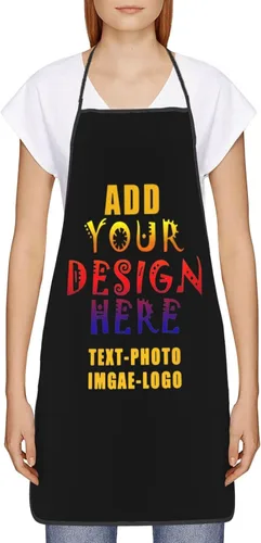 Vista 2 de Delantales personalizados para añadir nombre, logotipo, texto, foto, diseño de imagen, delantal de chef para grandes regalos