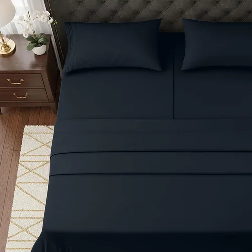 Vista 5 de Elegant Comfort Lujoso juego de sábanas de 5 piezas de microfibra de calidad hotelera de alta calidad 1500, bordado de tres líneas, resistente a