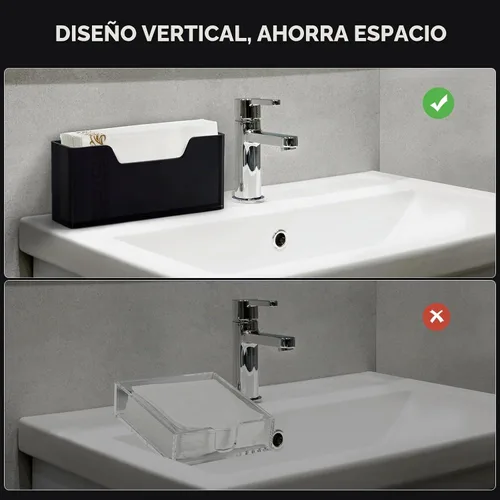 Vista 3 de Toallero de acrílico para baño, servilletero vertical transparente impermeable para cocina, soporte para toalla de mano desechable, bandeja moderna