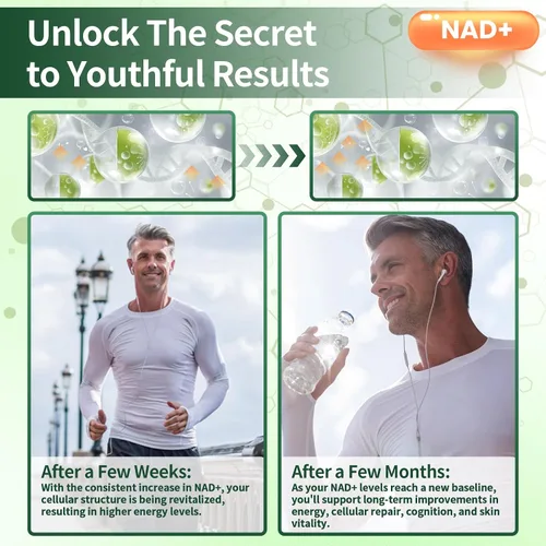Vista 4 de Suplemento NAD, nicotinamida liposomal ribósido resveratrol 250 mg, alternativa a NMN, suplemento NAD de alta pureza para mujeres y hombres