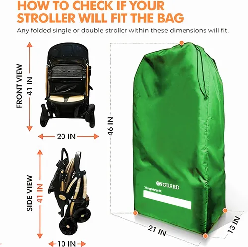 Vista 3 de OnGuard Bolsa de cochecito doble para avión Funda de cochecito Bolsa de cochecito Accesorios de viaje de avión de bebé Mochila compacta