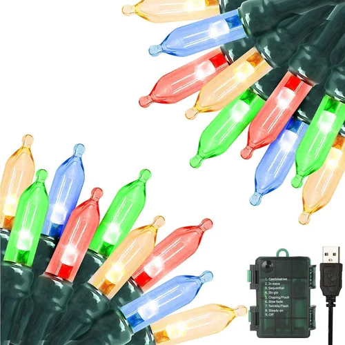 Vista 22 de Green Convenience Luces de Navidad a pilas de 33 pies 100 LED para Blanco