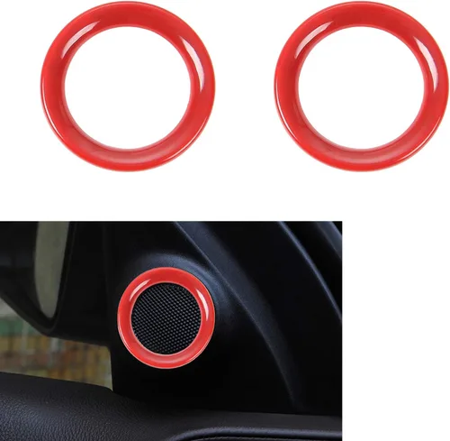 Vista 8 de CheroCar Cubierta del altavoz de la puerta delantera para Jeep Grand Cherokee 2011-2020, grano de fibra de carbono, 2 piezas/juego