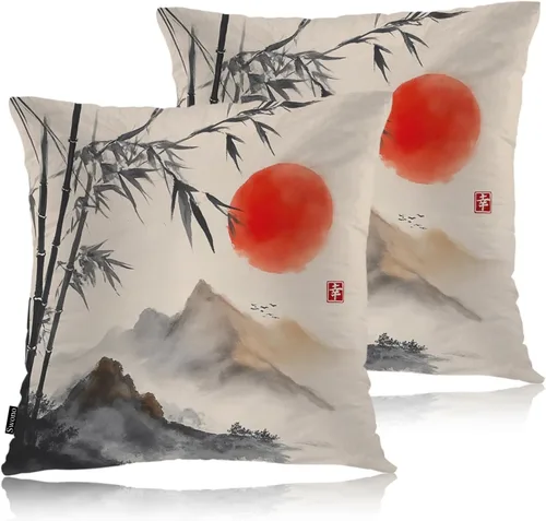 Vista 25 de Swono Juego de 2 fundas de almohada decorativas para el hogar de 18 x 18 pulgadas, diseño abstracto de color negro y amarillo, para sala de estar