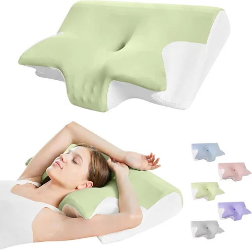 Vista 11 de Almohada cervical para el cuello para el dolor de cuello, alivio de ronquidos, apnea del sueño, almohada ergonómica para dormir lateral y espalda