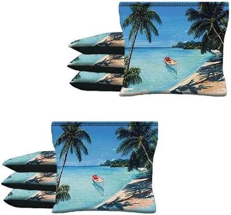 Vista 16 de Custom Shark Attack Submarine Set of 8 Regulation Cornhole Bags B40 Negro/Azul