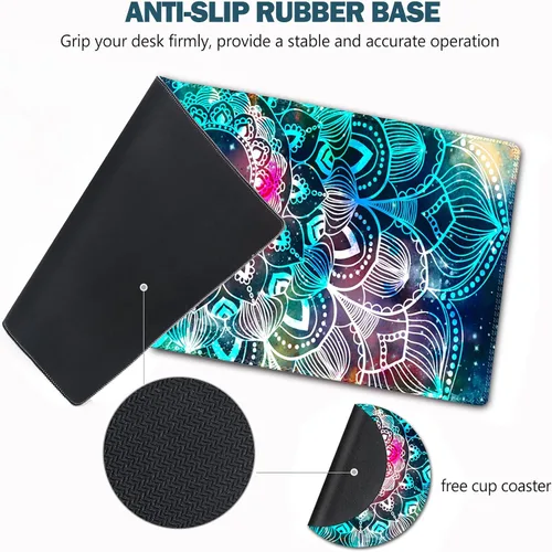 Vista 5 de AIMSA Alfombrilla de mouse grande para juegos extendida con borde cosido, alfombrilla de mouse para teclado, base de goma antideslizante, 31.5 x