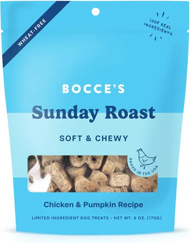 Vista 18 de Bocce's Bakery Bac'n Nutty - Golosinas suaves y masticables para perros, sin trigo con sabor a mantequilla de maní y tocino, galletas naturales