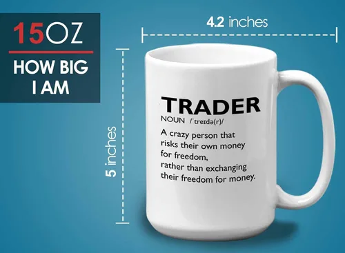 Vista 6 de Taza de café del mercado de valores – Definición del comerciante Crazy Person – Day Trader Brokers Asesor financiero Inversor Ahorro de oficina
