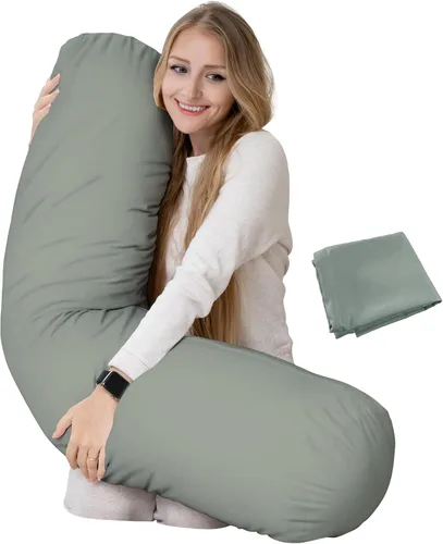 Vista 11 de Solo funda - Funda de almohada redonda beige de 54 x 12 pulgadas - Solo funda - Funda de almohada con cremallera - 100% microfibra cepillada - Funda
