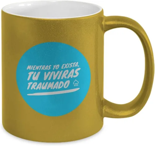 Vista 2 de Taza de Cafe Yo Vaso, taza café divertidas, tazas personalizadas, taza de café inspiradoras, taza con mensajes positivos., 11onza, Dorado