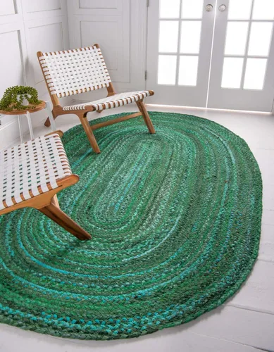 Vista 25 de Unique Loom Colección Trenzada Chindi - Alfombra de área (1 pie 2 pulgadas x 6 pies 1 pulgada, pasillo, multi/azul)