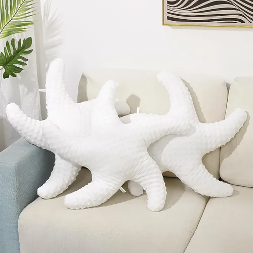 Vista 10 de Almohada de estrella de pescadillo de Marble Empire para sofá y cama, almohada de decoración costera, almohada de acento de tema de playa de océano