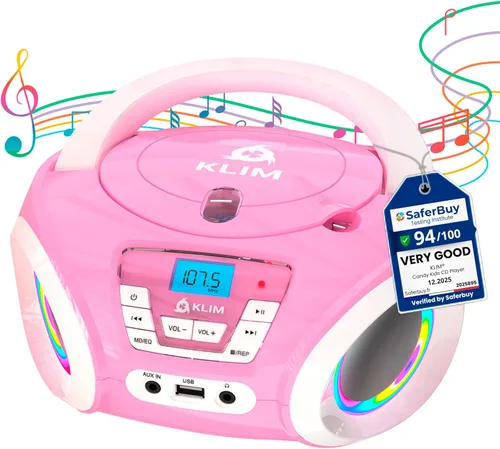 Vista 7 de KLIM Candy Kids - Reproductor de CD para niños, radio FM, incluye baterías, Boombox portátil, reproductor de CD para niños, con altavoces, niños Azul