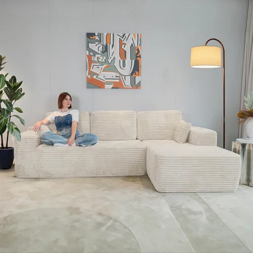 Vista 13 de Sofá modular sin hueso de 105 pulgadas, sofá modular en forma de L, sin marco, modular en forma de L, sin montaje, para sala de estar/dormitorio