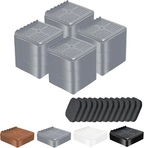 Vista 24 de shouwuhho Elevadores de muebles, paquete de 12 elevadores de cama con agarre antideslizante y soporte resistente, elevación de 1 pulgada, 2