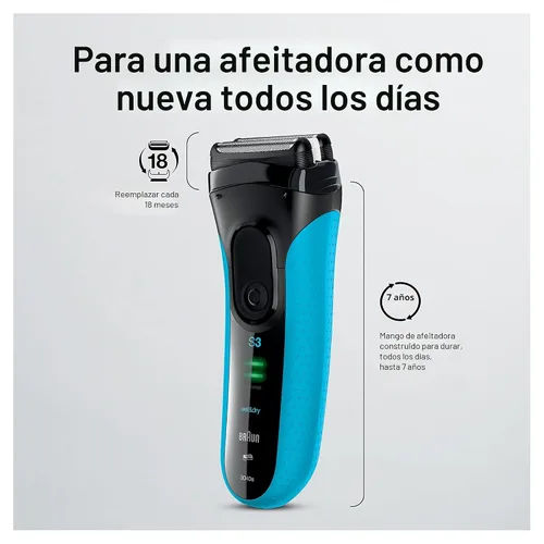 Vista 10 de Braun Electric Series 3 - Maquinilla de afeitar con recortadora de precisión, recargable, afeitadora de lámina húmeda y seca para hombres