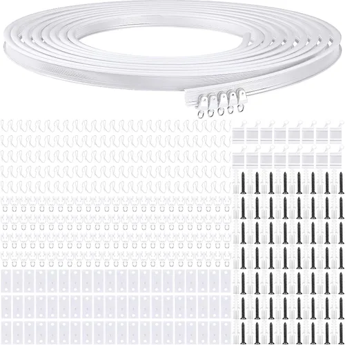 Vista 15 de Jetec Riel de cortina flexible para techo, riel flexible flexible para colgar en la pared, para sala de estar, dormitorio, barra divisora RV