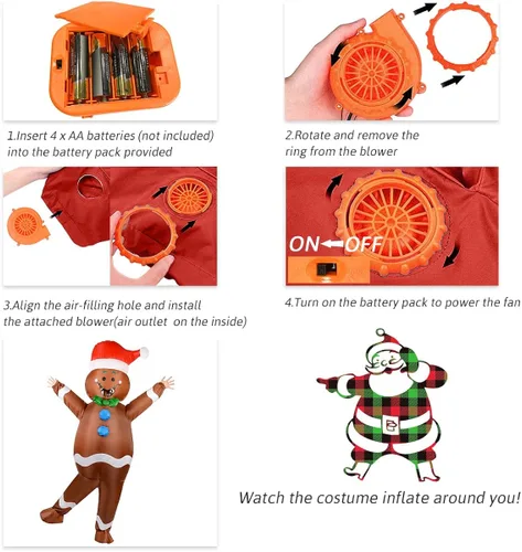 Vista 6 de Disfraz inflable inflable para adultos Navidad Halloween fiesta cosplay hombres y mujeres disfraz divertido de cuerpo completo