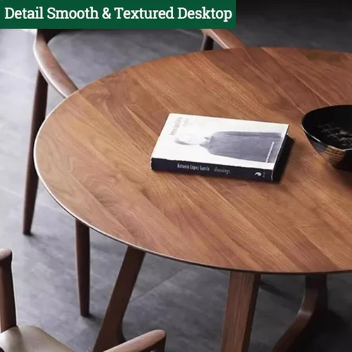 Vista 5 de Mesa de comedor moderna de mediados de siglo, mesas redondas de madera maciza para cocina y comedor, mesa de pedestal rústica, mesa de centro