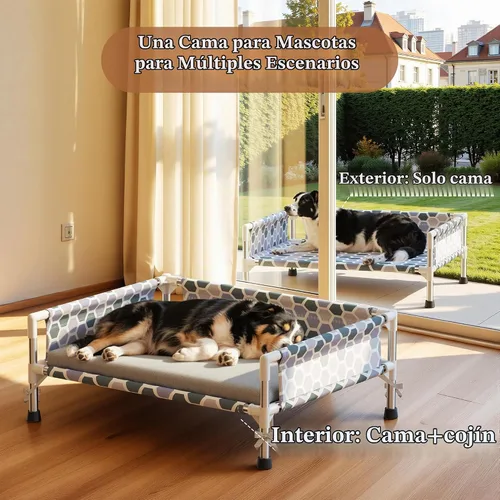 Vista 2 de Cama elevada para perro, cuna refrescante para perros al aire libre con malla transpirable, cama elevada para mascotas con rieles de protección de 3