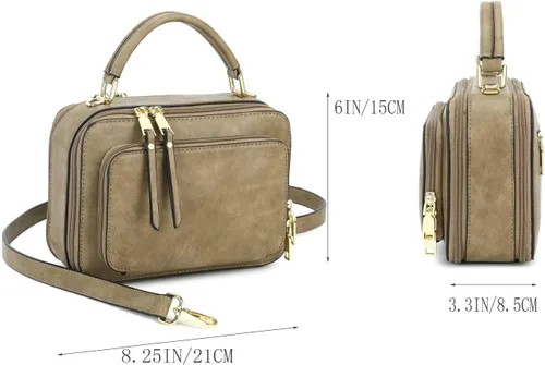 Vista 4 de Bolsos cruzados para mujer, diseño moderno, bolso de hombro, bolso de mano, bolsa de mano con doble cremallera y asa superior
