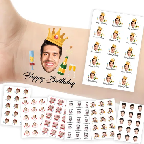 Vista 12 de Tatuajes temporales personalizados con foto y nombre, logotipo personalizado para adultos, niños, mujeres, hombres, regalo de boda, cumpleaños