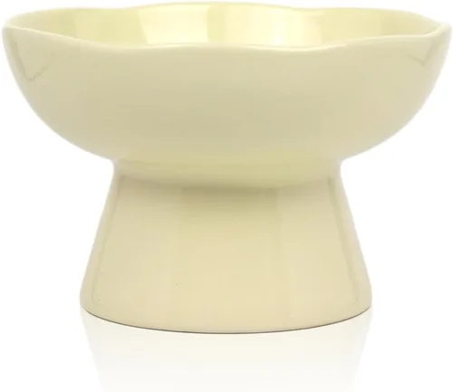 Vista 10 de Cuenco elevado de cerámica extra ancho de 6.1 pulgadas para comida de gato, comedero elevado poco profundo para mascotas para alimentación, cuencos
