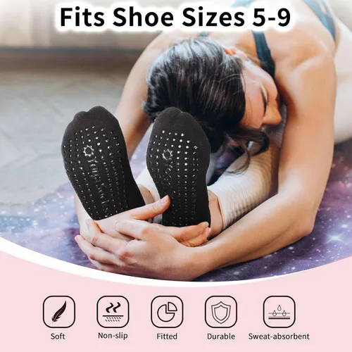Vista 2 de Lolyer Pilates Grip Socks Yoga Socks with Grips for Women, Non Slip Grip Socks for Women Pilates, Sticky Socks for Hospital