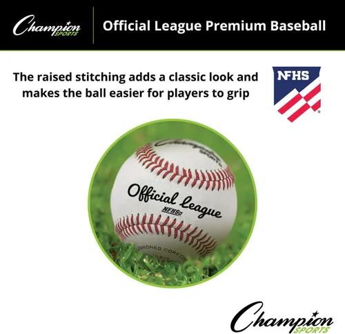 Vista 5 de Champion Sports Juego de béisbol de cuero: docena de pelotas de béisbol de cuero genuino para interiores y exteriores para entrenamiento de práctica