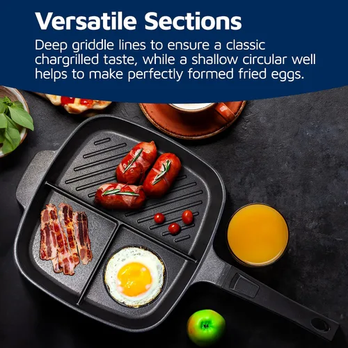 Vista 2 de Jean-Patrique Lazy Pan para desayuno, cazador furtivo de huevos, sartén con múltiples secciones, sartenes antiadherentes para gas, electricidad
