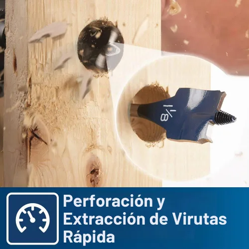 Vista 6 de BOSCH DSB5012 Juego surtido de 12 piezas de brocas de pala Daredevil, vástago hexagonal de 1/4 de pulgada, ideal para aplicaciones de perforación