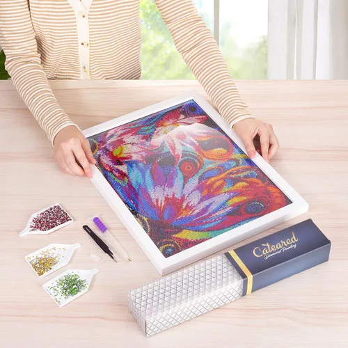 Vista 6 de Pintura cuadrada de diamantes de imitación de cristal, fantasía floral dinámica, kit de arte de diamantes 5D para bricolaje, juego de pintura por