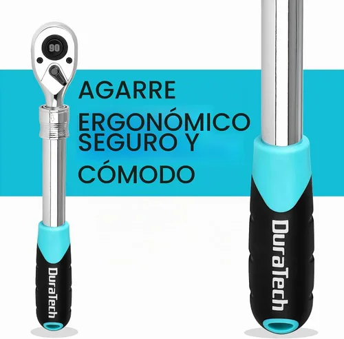 Vista 6 de DURATECH Trinquete extensible de 1/2 pulgada, llave de trinquete de liberación rápida de 90 dientes Socket Wrench with Cushion Handle &