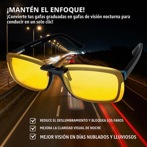 Vista 3 de BLUE CUT Gafas de sol con clip polarizadas para visión nocturna y conducción, bloqueador UV 400 para usar sobre gafas de prescripción
