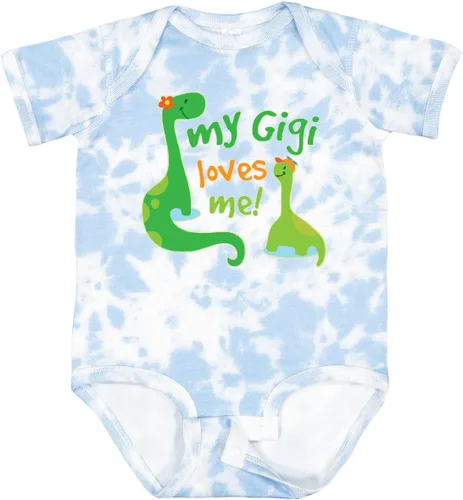 Vista 18 de inktastic My Gigi Loves Me Grandson - Body de dinosaurio para bebé 0020 Blanco