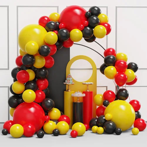 Vista 9 de Kit de arco de guirnalda de globos de color dorado y negro, 134 globos metálicos dorados y negros con diferentes tamaños para graduación